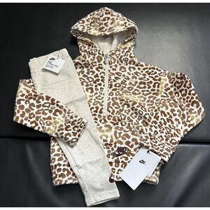 NWT Nike Leopard Print Hoodie & Leggings Set Girls Size 4